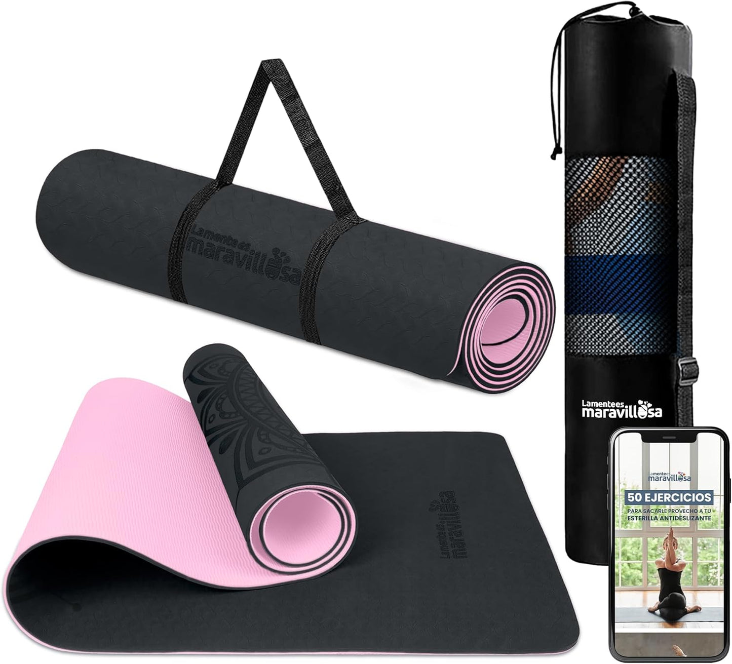 Colchoneta Antideslizante para Yoga, Pilates, Fitness, GYM | 183x61 cm